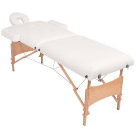 Set taburet și masă masaj pliabilă 2 zone, grosime 10 cm, alb, 2 image