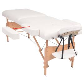 Set taburet și masă masaj pliabilă 2 zone, grosime 10 cm, alb, 3 image