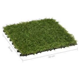 Plăci de iarbă artificială, 11 buc, verde, 30x30 cm, 9 image