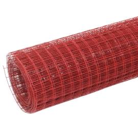 Gard de sârmă găini, roșu, 10 x 1 m, oțel cu înveliș pvc, 2 image