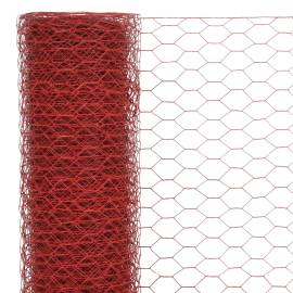 Plasă de sârmă găini, roșu, 25 x 0,5 m, oțel cu înveliș pvc, 3 image