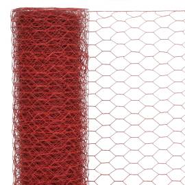 Plasă de sârmă găini, roșu, 25 x 1,5 m, oțel cu înveliș pvc, 3 image