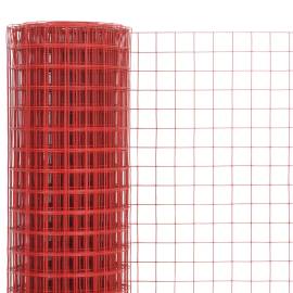 Plasă de sârmă găini, roșu, 25 x 1 m, oțel cu înveliș pvc, 3 image