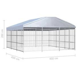 Padoc pentru câini de exterior, cu acoperiș, 450x450x200 cm, 5 image