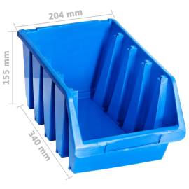 Cutii de depozitare stivuibile, 14 buc., albastru, plastic, 4 image