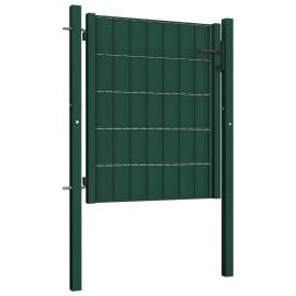Poartă de gard, verde, 100x101 cm, pvc și oțel, 2 image