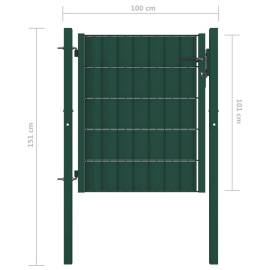 Poartă de gard, verde, 100x101 cm, pvc și oțel, 4 image