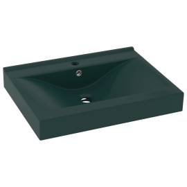Chiuvetă baie lux, orificiu robinet verde mat 60x46 cm ceramică, 2 image