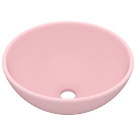 Chiuvetă baie lux, roz mat, 32,5x14 cm, ceramică, rotund, 2 image