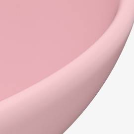 Chiuvetă baie lux, roz mat, 32,5x14 cm, ceramică, rotund, 5 image