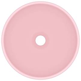Chiuvetă baie lux, roz mat, 32,5x14 cm, ceramică, rotund, 3 image