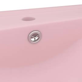 Chiuvetă baie lux orificiu robinet roz mat 60x46 cm ceramică, 5 image