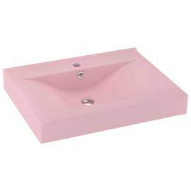 Chiuvetă baie lux orificiu robinet roz mat 60x46 cm ceramică, 2 image