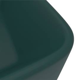 Chiuvetă de baie lux, verde închis mat, 41x30x12 cm, ceramică, 5 image
