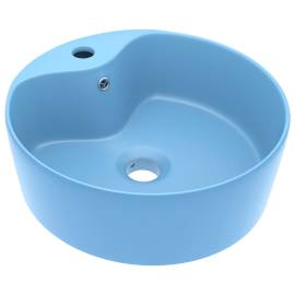 Chiuvetă de lux cu preaplin, bleu mat, 36x13 cm, ceramică, 2 image