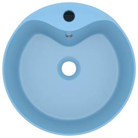 Chiuvetă de lux cu preaplin, bleu mat, 36x13 cm, ceramică, 3 image