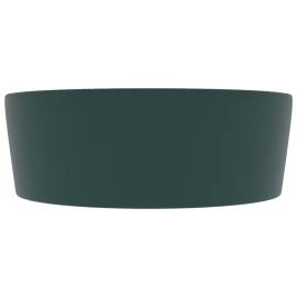 Chiuvetă de lux cu preaplin verde închis mat 36x13 cm ceramică, 4 image