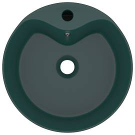 Chiuvetă de lux cu preaplin verde închis mat 36x13 cm ceramică, 3 image