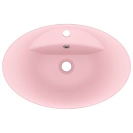 Chiuvetă lux cu preaplin, roz mat, 58,5x39 cm ceramică, oval, 4 image
