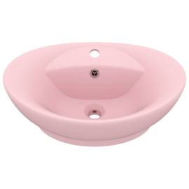 Chiuvetă lux cu preaplin, roz mat, 58,5x39 cm ceramică, oval, 2 image