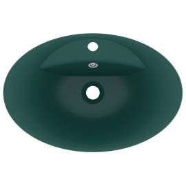Chiuvetă lux preaplin verde închis mat 58,5x39 cm ceramică oval, 4 image