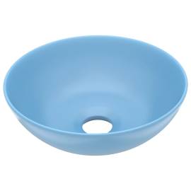 Chiuvetă pentru baie, albastru deschis, ceramică, rotund, 2 image