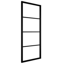 Ușă glisantă, negru, 76x205 cm, aluminiu și sticlă esg, 2 image