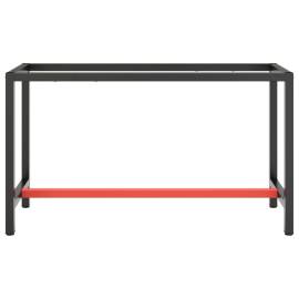 Cadru banc de lucru, negru mat/roșu mat, 140x50x79 cm, metal, 3 image