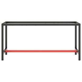 Cadru banc de lucru, negru mat/roșu mat, 170x50x79 cm, metal, 3 image
