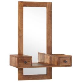 Oglindă cosmetică cu 2 sertare, lemn masiv de sheesham, 11 image