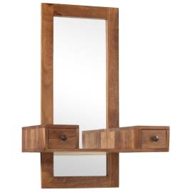 Oglindă cosmetică cu 2 sertare, lemn masiv de sheesham, 2 image