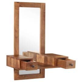Oglindă cosmetică cu 2 sertare, lemn masiv de sheesham, 4 image