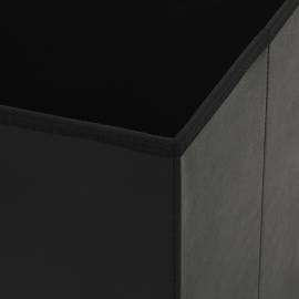 Taburete cu depozitare pliabile 2 buc. negru piele ecologică, 2 image