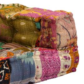 Canapea puf modulară cu 2 locuri, petice, material textil, 7 image
