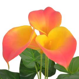 Floare de crin cală artificială cu vază, 45 cm, roșu și galben, 2 image