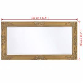 Oglindă de perete în stil baroc, 100 x 50 cm, auriu, 9 image
