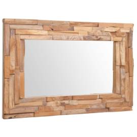 Oglindă decorativă din lemn de tec, 90 x 60 cm, dreptunghiular, 5 image
