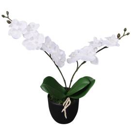 Plantă artificială orhidee cu ghiveci, 30 cm, alb