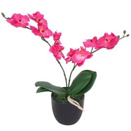 Plantă artificială orhidee cu ghiveci, 30 cm, roșu