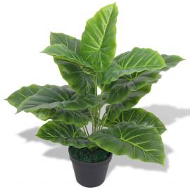 Plantă artificială taro cu ghiveci, 45 cm, verde