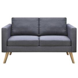 Canapea cu 2 locuri, material textil, gri închis, 3 image