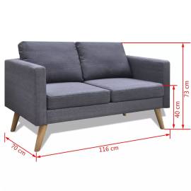 Canapea cu 2 locuri, material textil, gri închis, 5 image