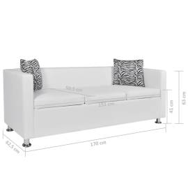 Canapea cu 3 locuri, alb, piele artificială, 6 image
