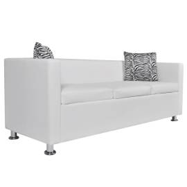 Canapea cu 3 locuri, alb, piele artificială, 2 image