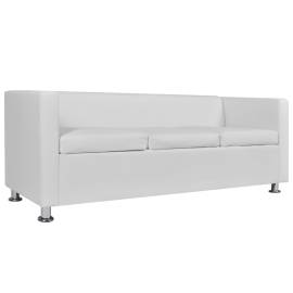 Canapea cu 3 locuri, alb, piele artificială, 4 image