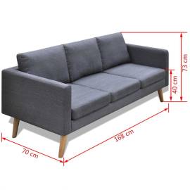 Canapea cu 3 locuri, material textil, gri închis, 5 image