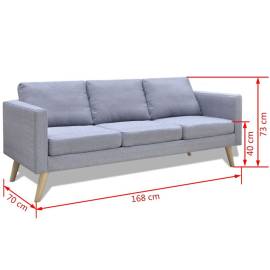Canapea cu 3 locuri, material textil, gri deschis, 5 image
