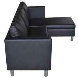 Canapea modulară cu 3 locuri, piele artificială, negru, 6 image