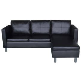 Canapea modulară cu 3 locuri, piele artificială, negru, 5 image