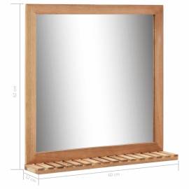 Oglindă de baie, 60 x 12 x 62 cm, lemn masiv de nuc, 7 image